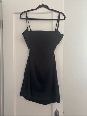 SHEIN Black Spaghetti-Strap Mini Dress with Side Cutouts